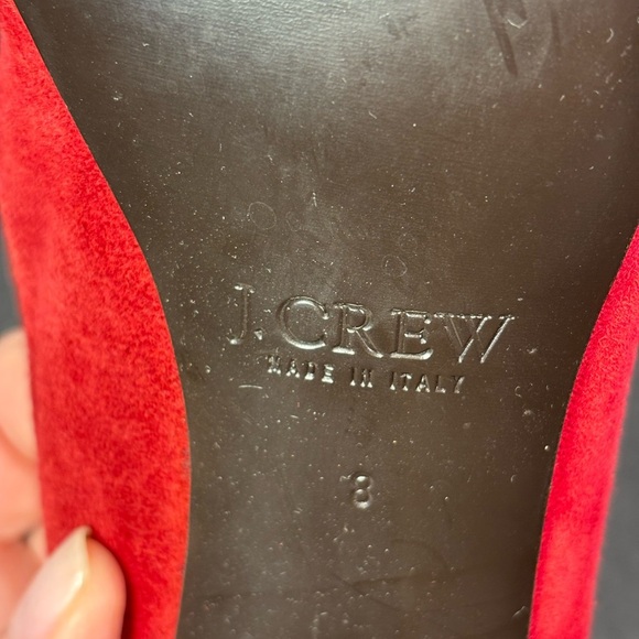 J.Crew Red Suede Platform Pumps Size 8 | Made in Italy Classic Romantic Heels - Picture 8 of 8